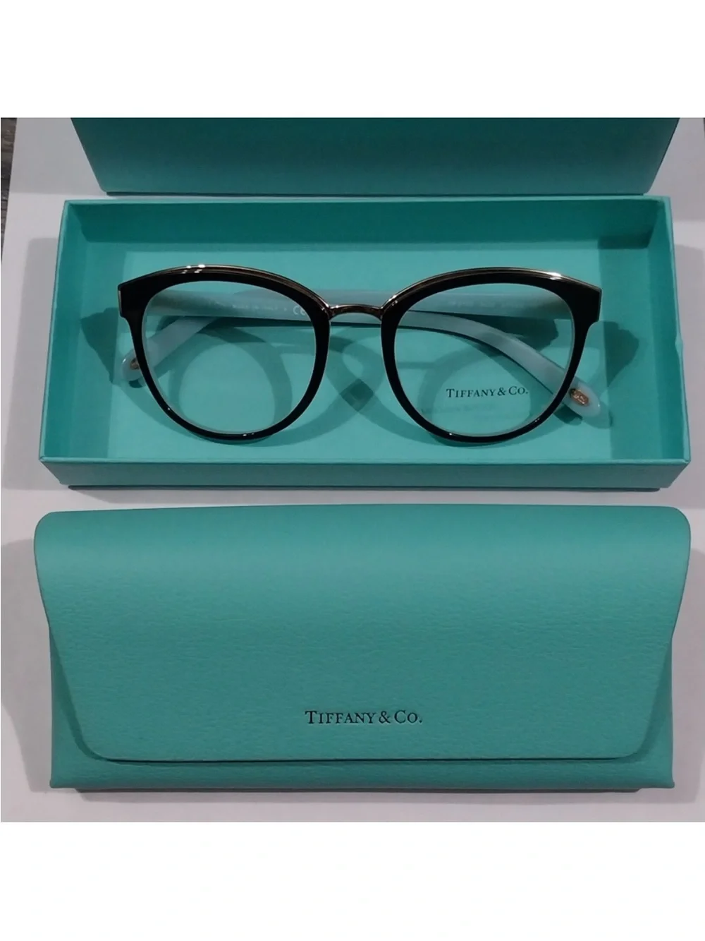 Tiffany & Co Black Round Glasses TF 2162 8055 Black On Blue Eyeglasses 51-20-145